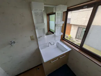 静岡県周智郡のお客様の洗面化粧台設置工事