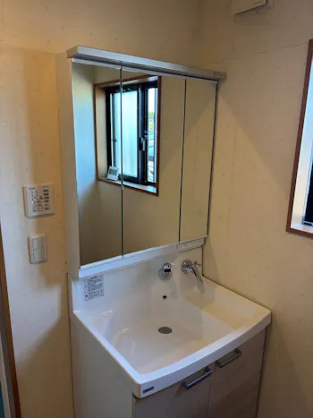 茨城県東茨城郡茨城町のお客様の洗面化粧台工事