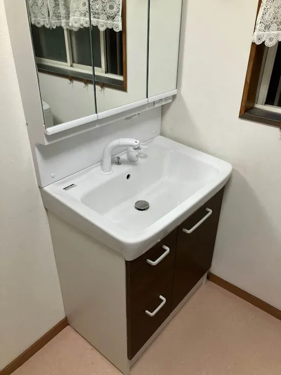 工事後　群馬県前橋市のお客様の洗面化粧台交換工事