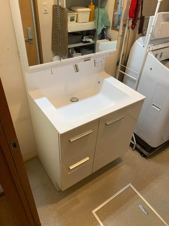 工事後　埼玉県北足立郡のお客様の洗面化粧台交換工事