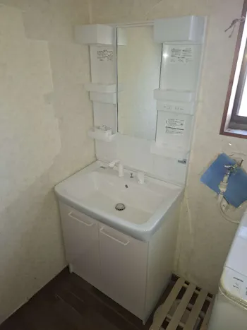 宮城県大崎市のお客様の洗面化粧台交換工事