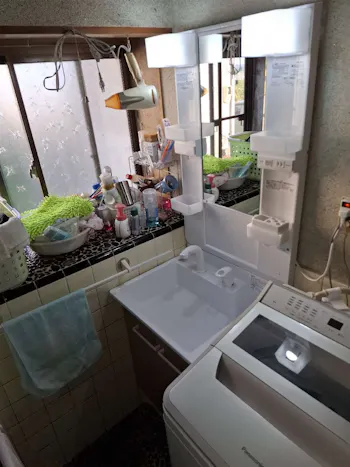 宮城県大崎市のお客様の洗面化粧台交換工事