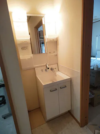 福島県福島県いわき市のお客様の洗面化粧台交換工事