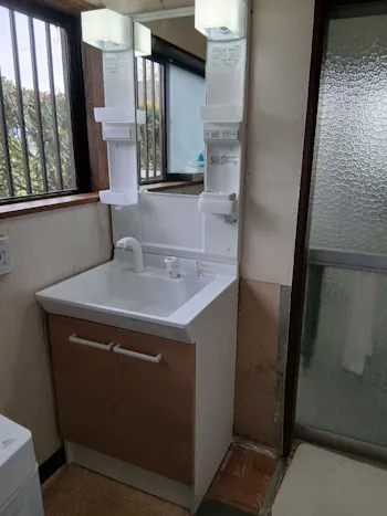 茨城県石岡市のお客様の洗面化粧台工事