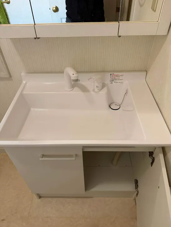 工事後　福島県会津若松市のお客様の洗面化粧台交換工事