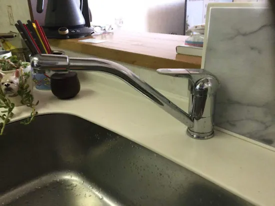 工事前　東京都青梅市のお客様のキッチン混合栓工事