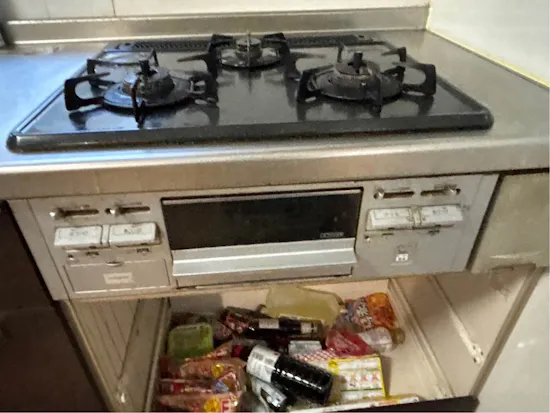 工事前　群馬県安中市のお客様のビルトインコンロ交換工事