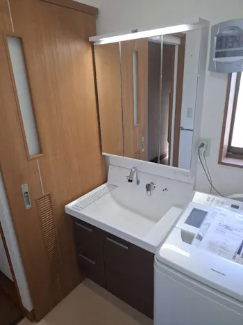 宮城県大崎市のお客様の洗面化粧台工事
