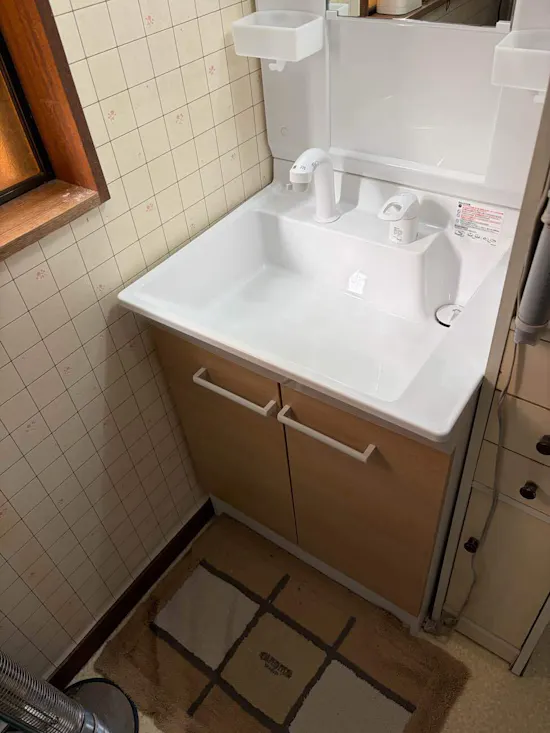 工事後　埼玉県北本市のお客様の洗面化粧台交換工事