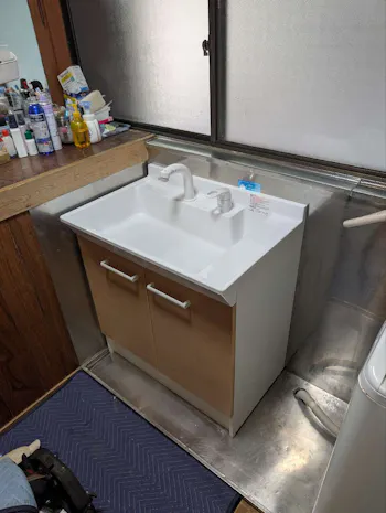 埼玉県大里郡のお客様の洗面化粧台交換工事