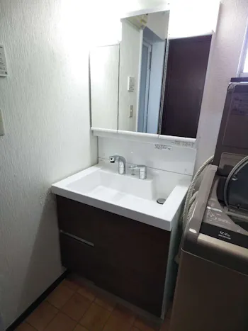 福島県いわき市のお客様の洗面化粧台交換工事