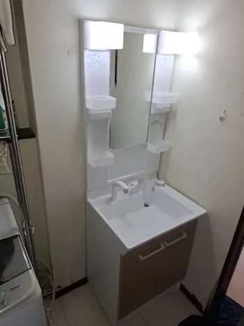 宮城県大崎市のお客様の洗面化粧台交換工事