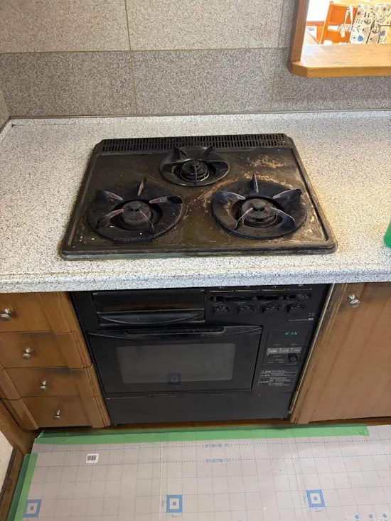 工事前　茨城県筑西市のお客様のビルトインコンロ・ガスコンロ工事