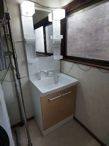 福島県いわき市のお客様の洗面化粧台工事