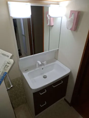 宮城県遠田郡美里町のお客様の洗面化粧台工事