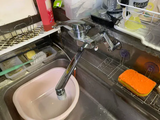 工事前　埼玉県行田市のお客様のキッチン水栓交換工事