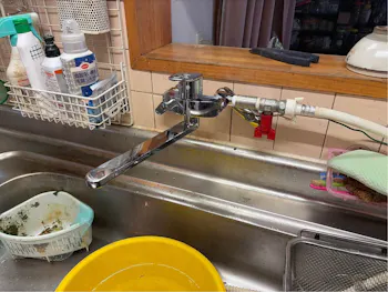 山梨県大月市のお客様のキッチン水栓交換工事