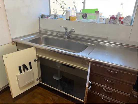 工事前　山梨県大月市のお客様の水栓工事