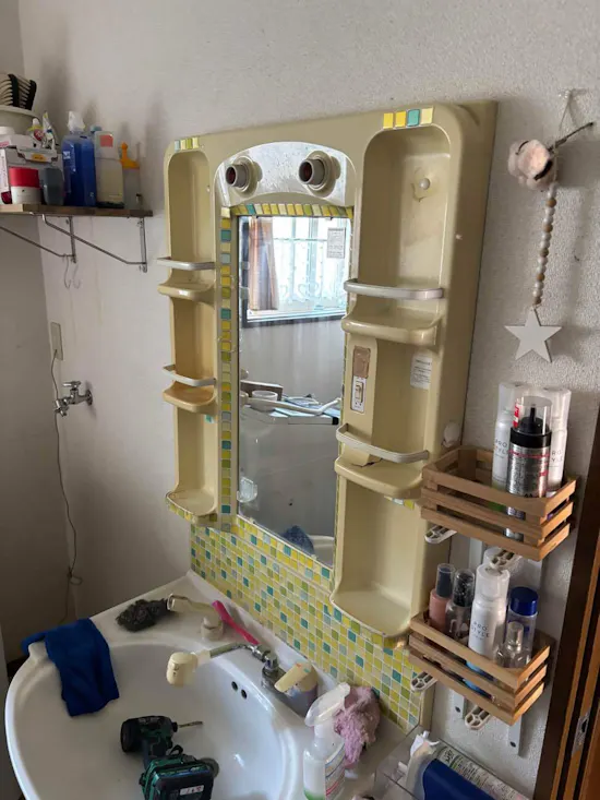 工事前　茨城県龍ケ崎市のお客様の洗面化粧台交換工事