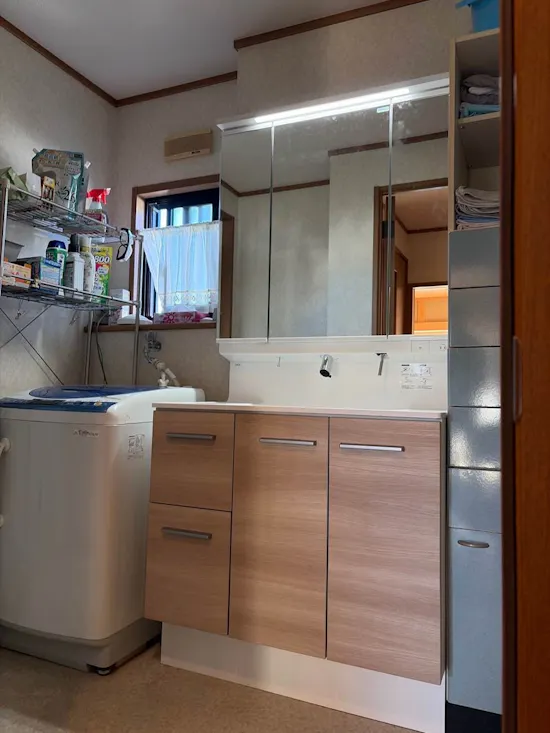 工事後　山梨県富士吉田市のお客様の洗面化粧台交換工事