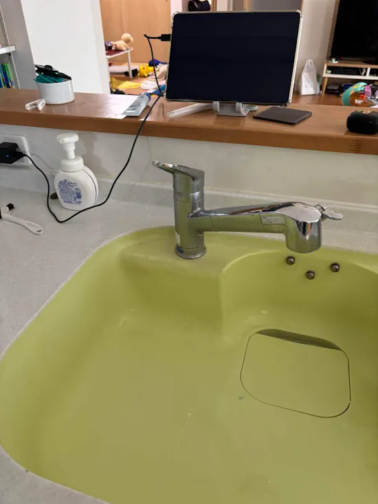 工事前　茨城県筑西市のお客様のキッチン水栓工事