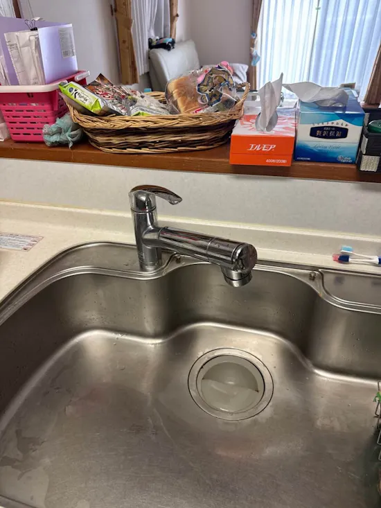 工事前　静岡県磐田市のお客様のキッチン水栓工事