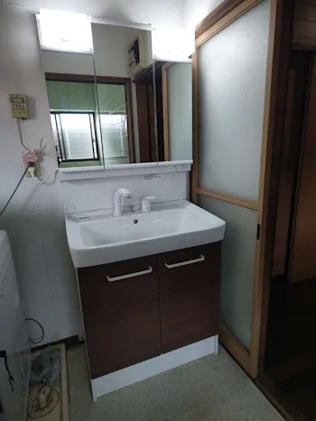 福島県いわき市のお客様の洗面化粧台工事