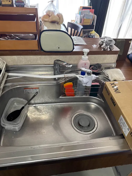 工事前　静岡県磐田市のお客様のキッチン水栓工事