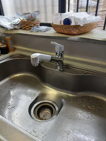 茨城県鉾田市のお客様のキッチン水栓工事