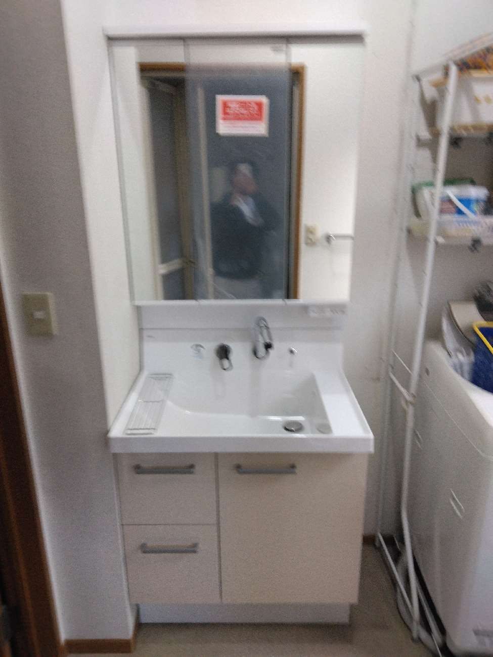 東京都昭島市のお客様の洗面化粧台工事