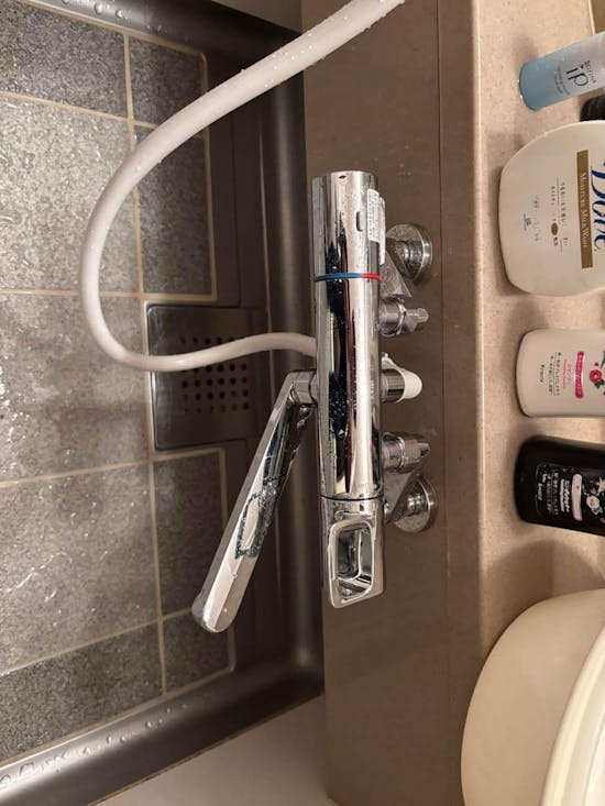 工事前　茨城県土浦市のお客様の浴室水栓交換工事