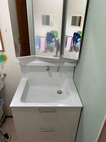東京都八王子市のお客様の洗面化粧台交換工事