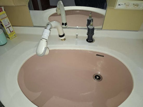 工事前　宮城県松島町のお客様の洗面水栓交換工事 