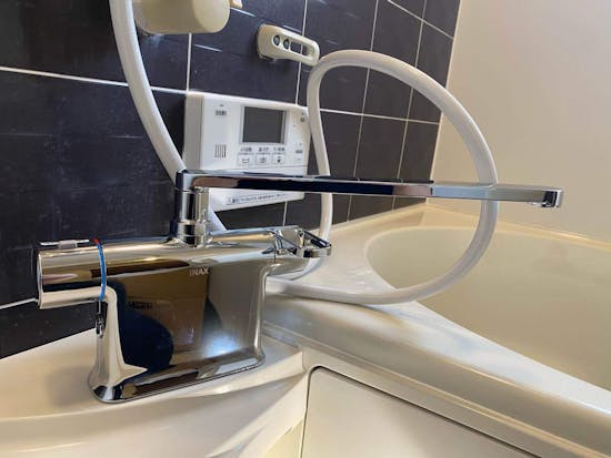 工事後　群馬県北群馬郡の浴室デッキ型混合栓交換工事