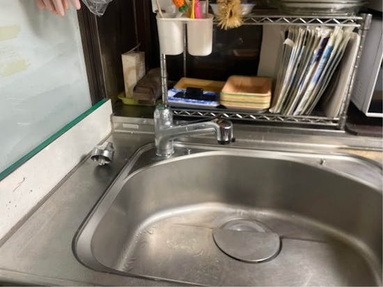 工事前　山梨県富士吉田市のお客様のキッチン混合栓交換工事