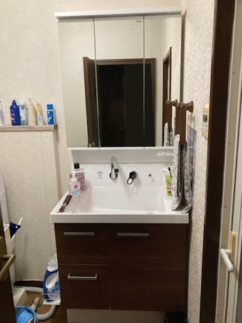 栃木県のお客様の洗面化粧台交換工事