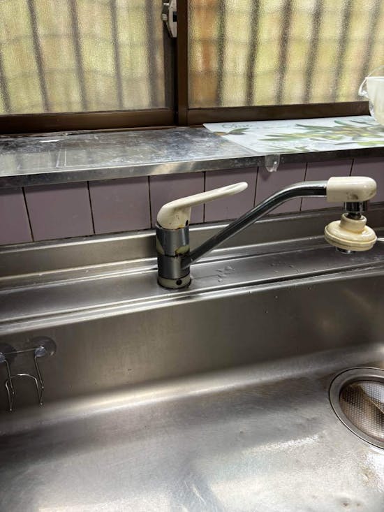 工事前　茨城県東茨城郡のお客様のキッチン水栓交換工事