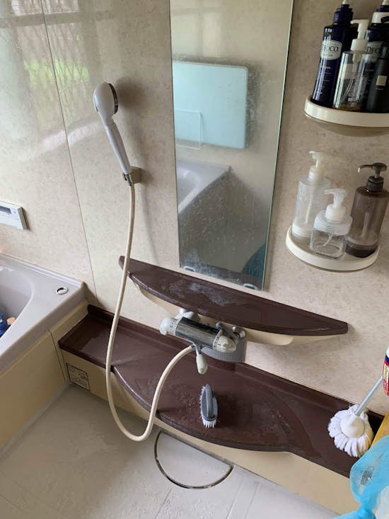 工事前　埼玉県加須市のお客様の浴室水栓交換工事 