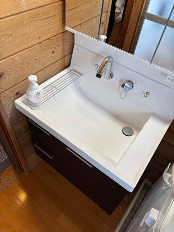 茨城県水戸市のお客様の洗面化粧台交換工事