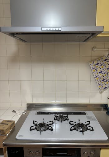 東大和市のお客様のガスコンロ・レンジフード交換工事