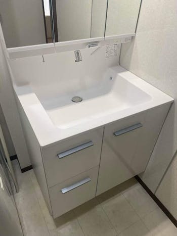 群馬県前橋市のお客様の洗面化粧台交換工事
