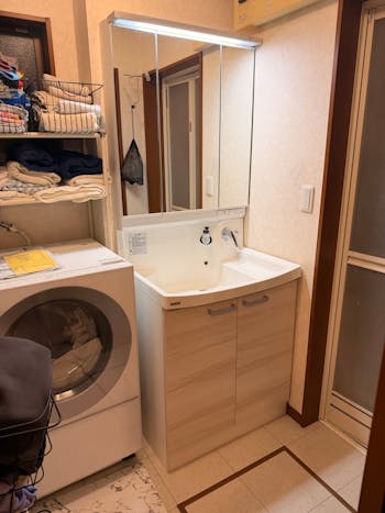 群馬県伊勢崎市のお客様の洗面化粧台交換工事