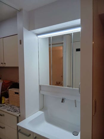 千葉県習志野市のお客様の洗面化粧台交換工事