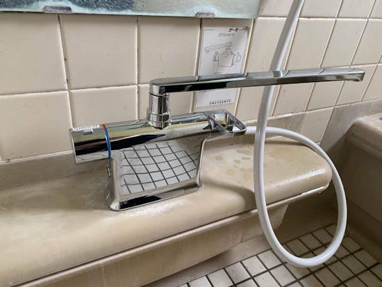 工事前　埼玉県本庄市のお客様の浴室デッキ型水栓交換工事 