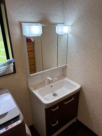 茨城県北茨城市のお客様の洗面化粧台交換工事