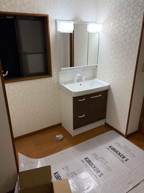 工事後 埼玉県比企郡のお客様の洗面化粧台交換、内装工事