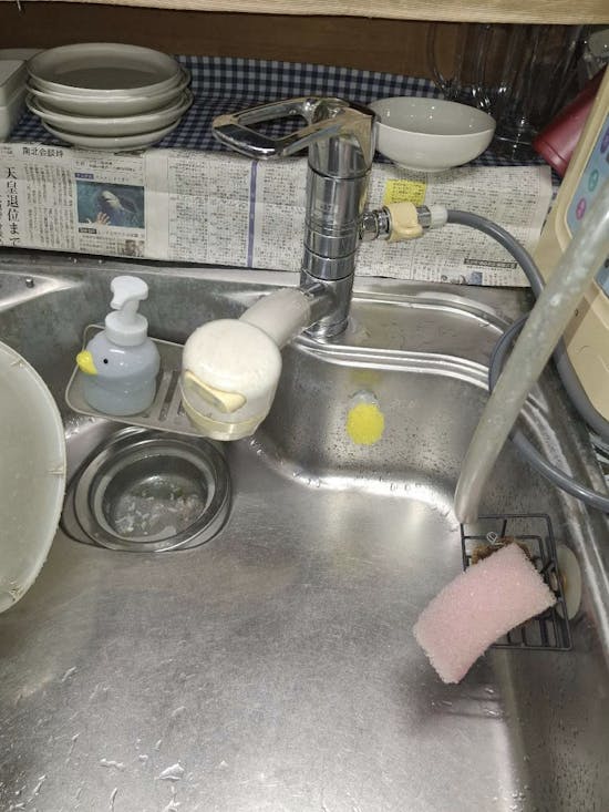 工事前　宮城県大崎市のお客様のキッチン水栓交換工事