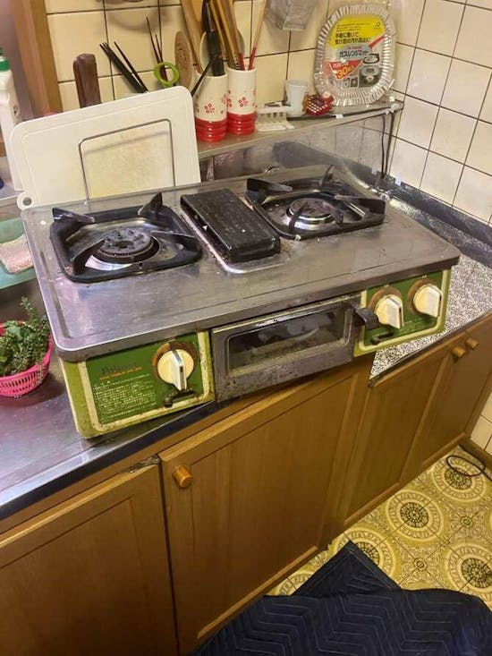 工事前　群馬県前橋市のお客様のガステーブル/シャワーヘッド交換工事