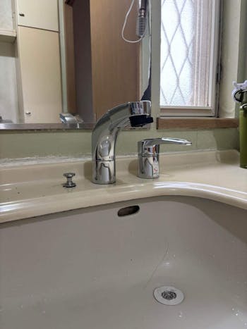 茨城県北茨城市のお客様の洗面化粧台水栓工事