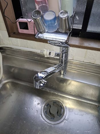 宮城県大崎市のお客様のキッチン水栓(分岐込み)工事